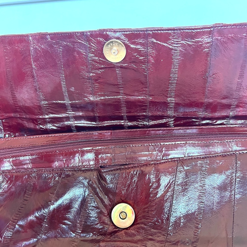 Vintage Eel Sink maroon large clutch chic indie sleaze classic leather - Picture 2 of 11